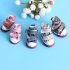 4 Pcs Puppy Pet Dog Anti-slip Shoes Sneakers Breathable Booties  outdoor Casual canvas Sneakers for Teddy small middle dogs
