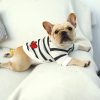 Pet dog spring and summer black and white striped love round neck sweater sweater French bulldog bully pet clothing