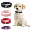 Rhinestones Crown Dog Collar Soft Velvet Material Adjustable necklacePet Dog Cat Collars with 4colors XS S M L XL Free shipping