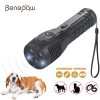 Benepaw Rechargeable Ultrasonic Dog Repellent LED Flashlight Handheld Anti Barking Device Safe Pet Training Aid Good Behavior (Black USB Rechargeable)