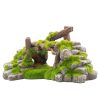 Best Life for Fish Resin Moss Bridge Fish Play Cave Decor for Fish Tank Aquarium Ornament (L18.8W11.5H9cm)