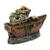 Aquarium Ornament Pirate Sunk Ship Shipwreck Boat Fish Tank Waterscape Cave Decoration (Black One Size)